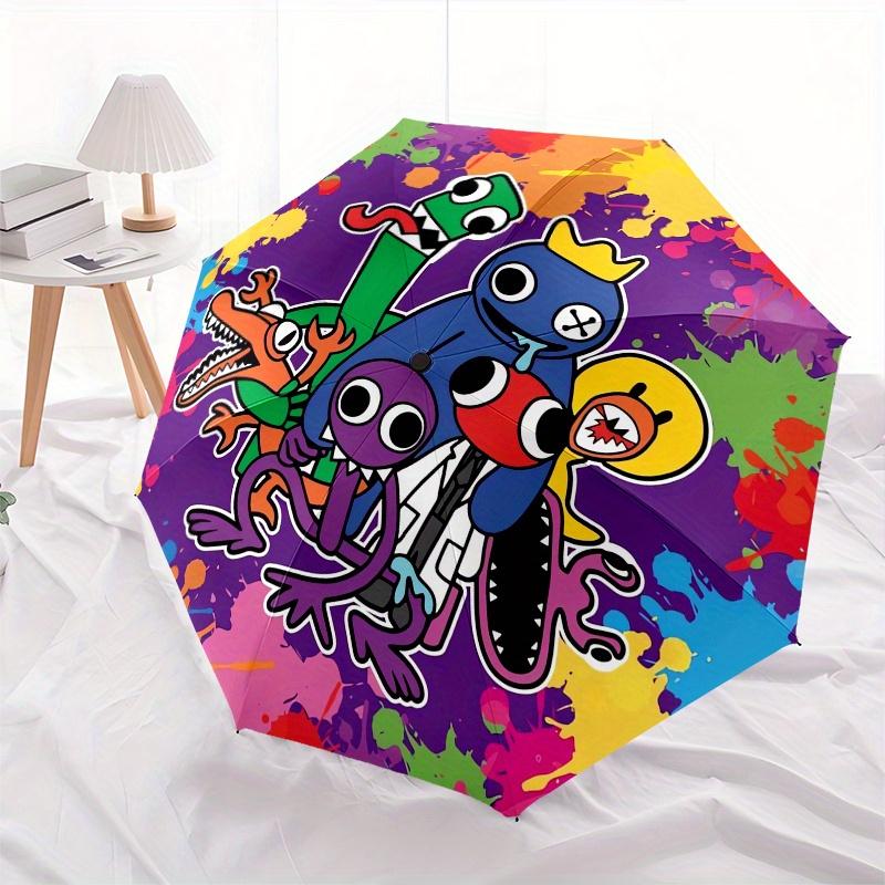 Cartoon Characters,Splash Art Automatic Folding Umbrella Simple 8 Rib Design, Bright Cartoon Pattern, Durable Iron Frame, Suitable For Trav