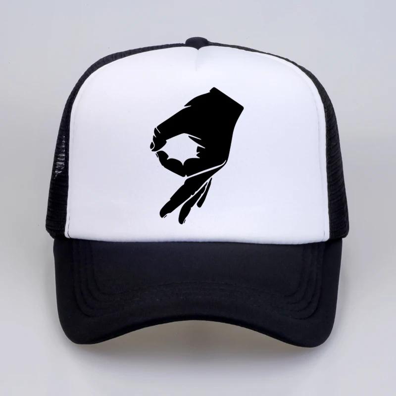 Okay Hand Sign Baseball Cap Fashion Unisex Women Harajuku Print Caps Casual Adjustable Snapback Hats Summer Mesh Trucker Hat