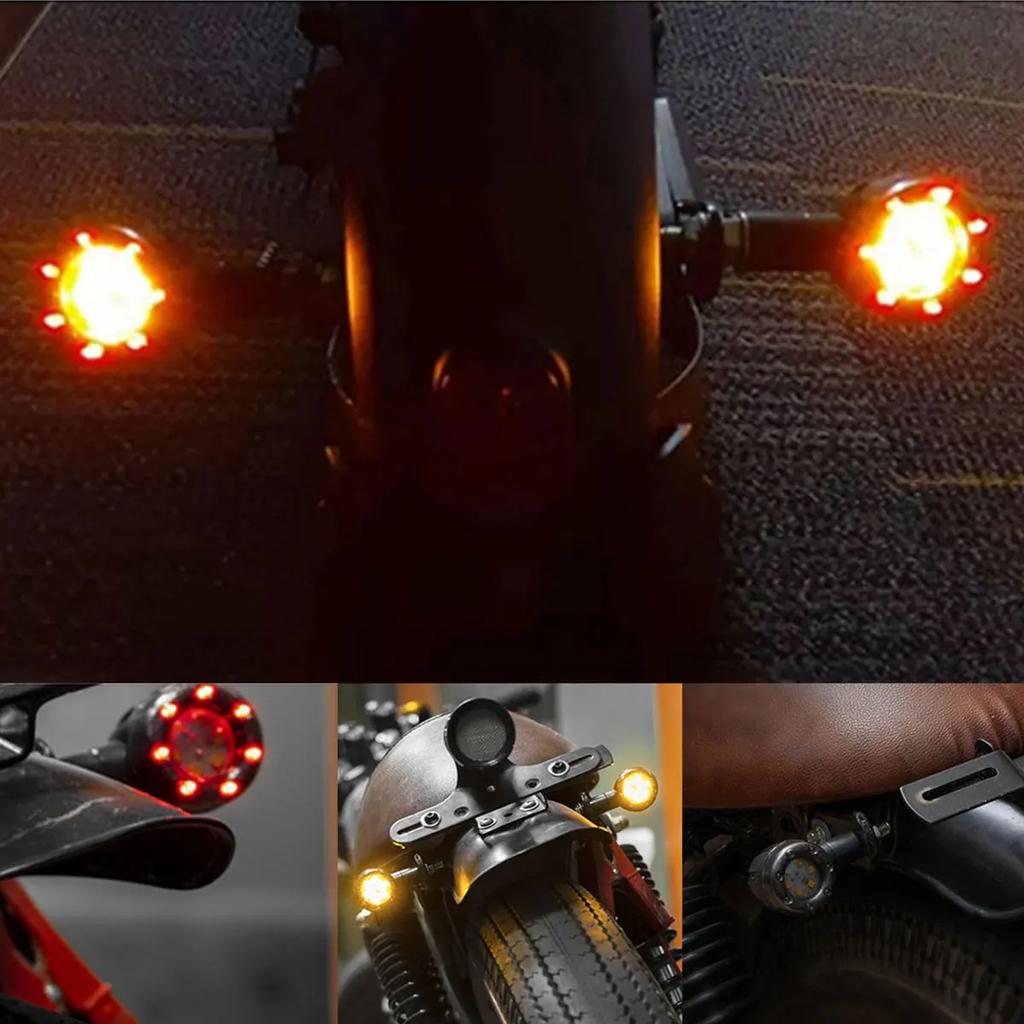4Pcs/set Motorcycle LED Brake Light Amber and Red Turn Signal Tail Light Indicator Warning Signal Bulbs Lamps Motor Accessories