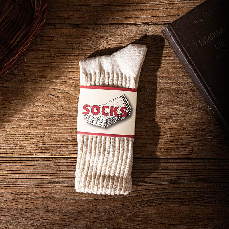 Stacked Socks Ami Click Socks High Thick Line Mid-Tube Solid Color Retro Thick Needle American Stocking Men