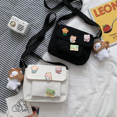 Crossbody Krepšiai Moteriškas Drobinis Krepšys su atvartu Kawaii Harajuku Visoms rungtynėms Studentams Kasdieninės moteriškos rankinės Korėjos Ulzzang Kasdien prašmatni mada