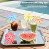 50pcs Fun Umbrella Drink Straws Tropical Cocktail Straws with Mini Umbrella Tiki & Hawaiian Party Decorations Colorful Parasol Straw