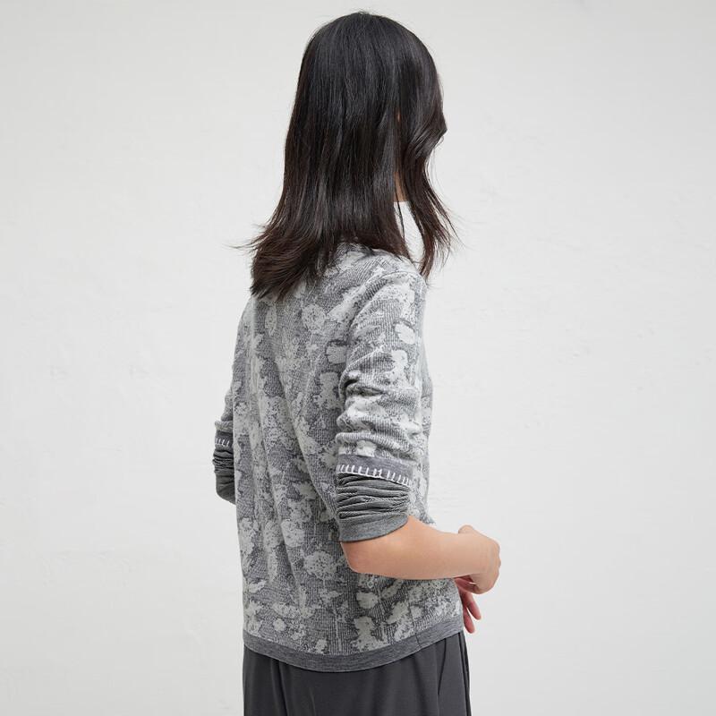 Women's Short Sleeve Jacquard Wool Knit Top