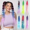 24 Zoll Bubble-Pferdeschwanz-Extensions Farbige Zöpfe Haarverlängerungen Bubble-Zöpfe mit Haargummi Festival Rave Accessoires für Damen