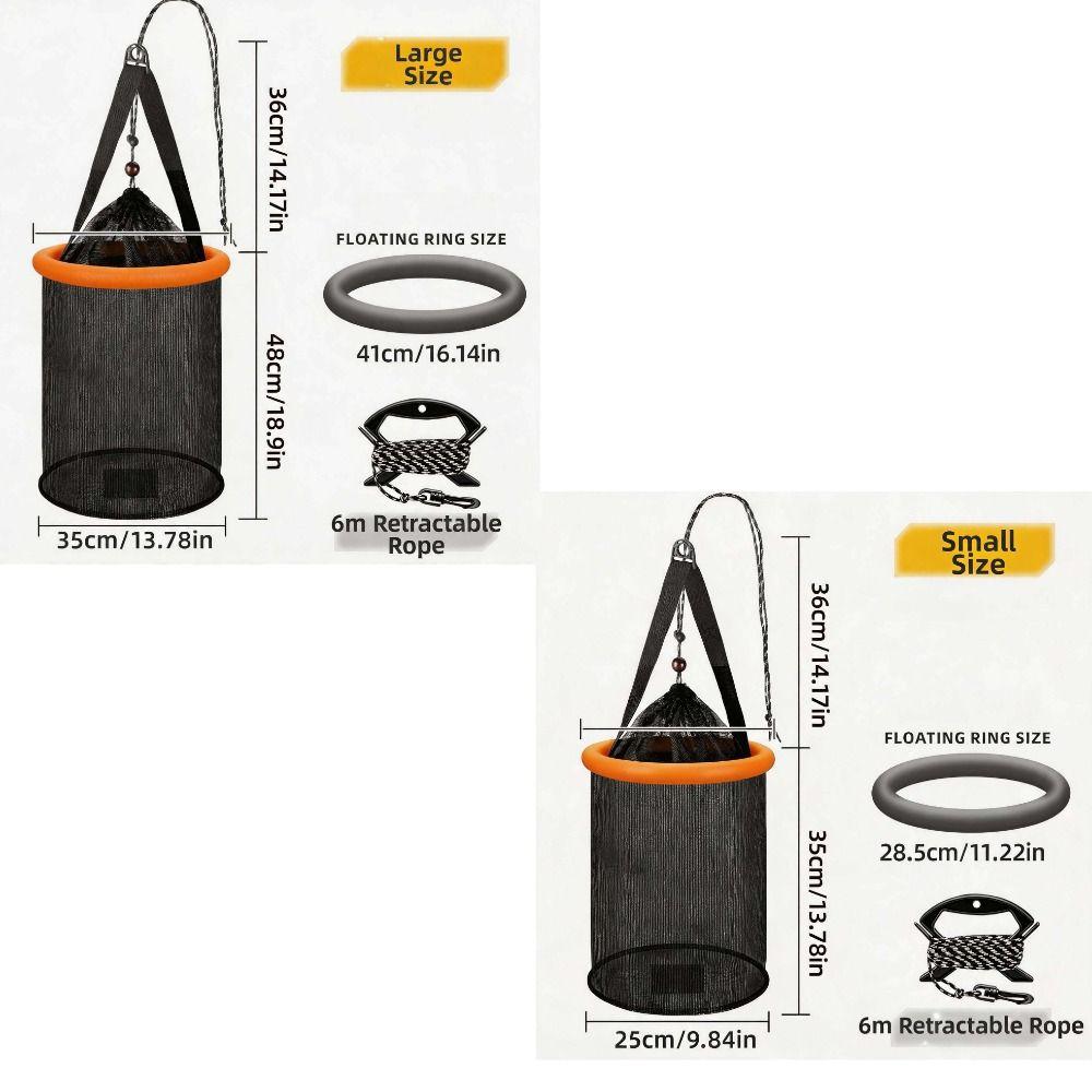 Durable Mesh Foldable Fishing Basket Bait Container Live Fish Net Shrimp Keeper