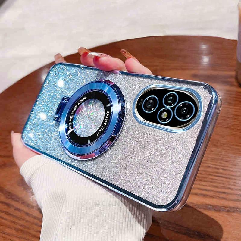 Luxusní třpytivé pouzdro a držák pro Huawei Honor 200 70 50 90 Pro Lite Honor 90 silikonový stojánek Honor 200pro