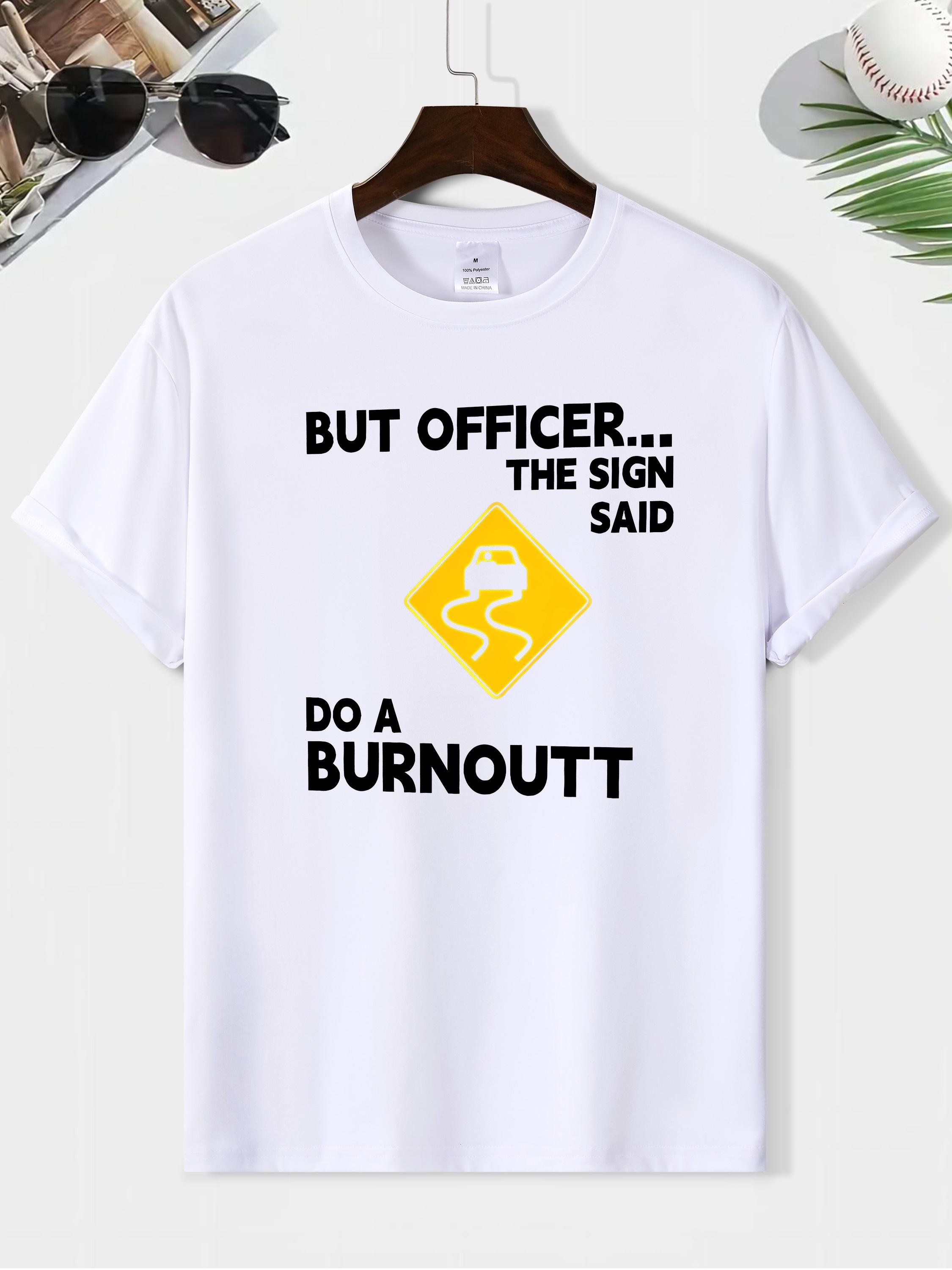 New Men s Personality Warning Sign Letter Print T-shirt XXL