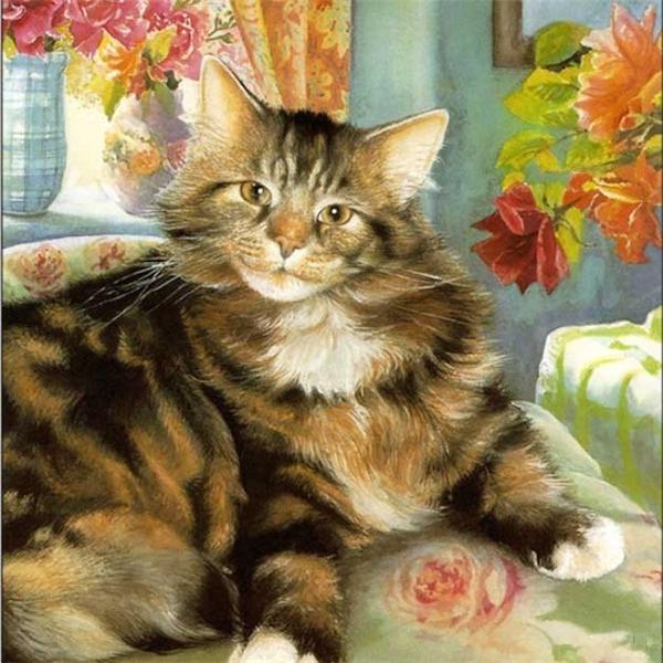 5d Diamond Painting Cat DIY Mosaic Flower Full Round/Square Diamond Embroidery Animal Handicraft Decor For Home