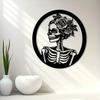 Gothic Skull Rose Metal Wall Art Sculpture Dark Romantic Home Decor Gift