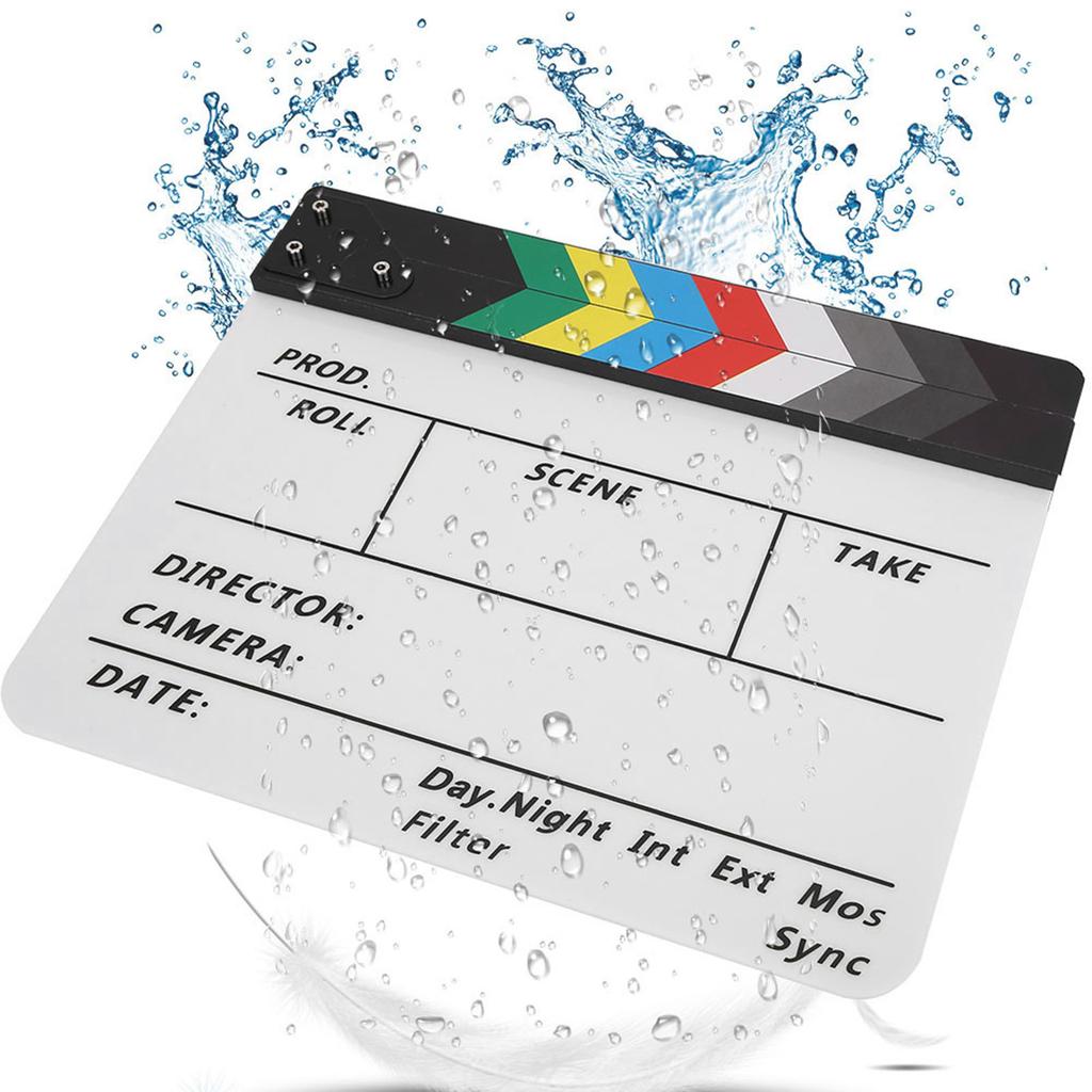 Acrylic Director Scene Clapperboard TV Movie Action Board Film Cut Prop with Pen (Color White)