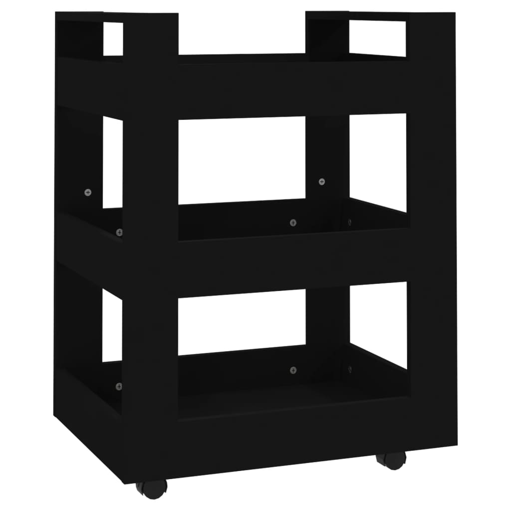 Kitchen Trolley Black 60 X 45 X 80 Cm Engineered Wood