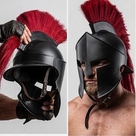 Black Spartan Helmet 300 Movie King Leonidas Replica Steel Armor Cosplay LARP Wearable Helmet