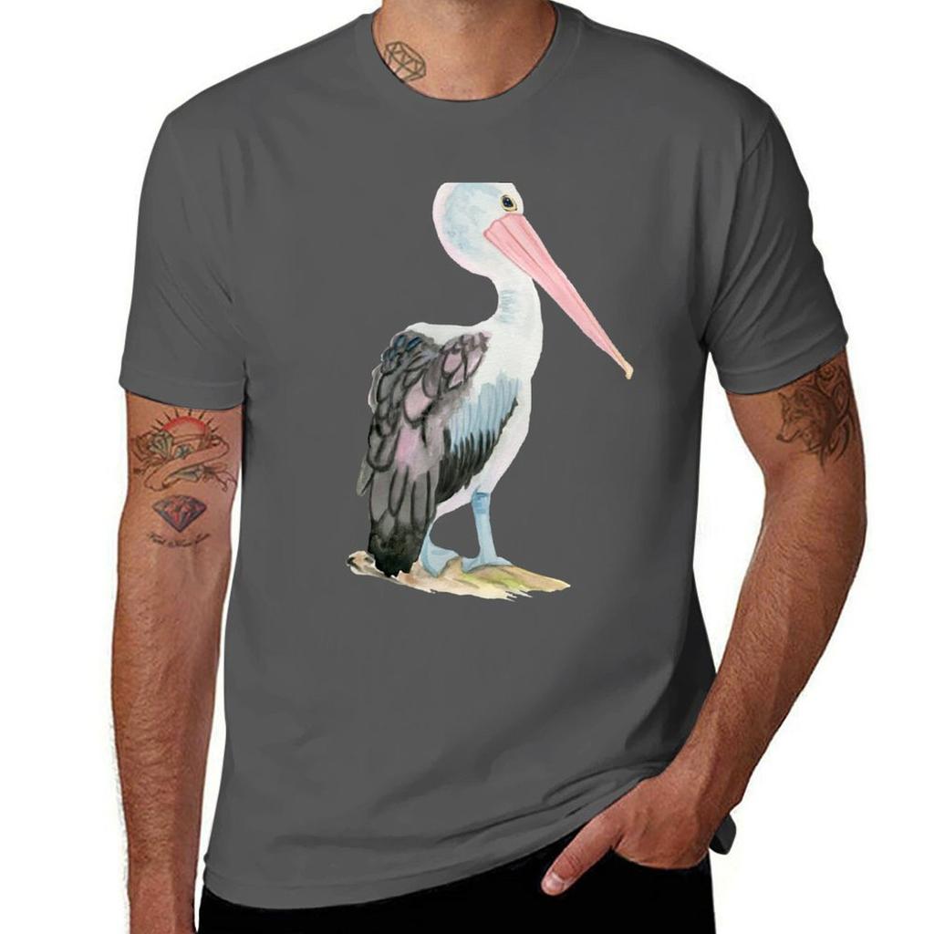Watercolour Pelican By Love Stax Tshirt Basic Simple Design Short Sleeve Shirt Tshirt