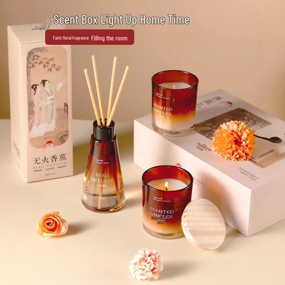 Luxury Chinese Soy Wax Scented Candle - Long-Lasting Home Fragrance Gift Bag