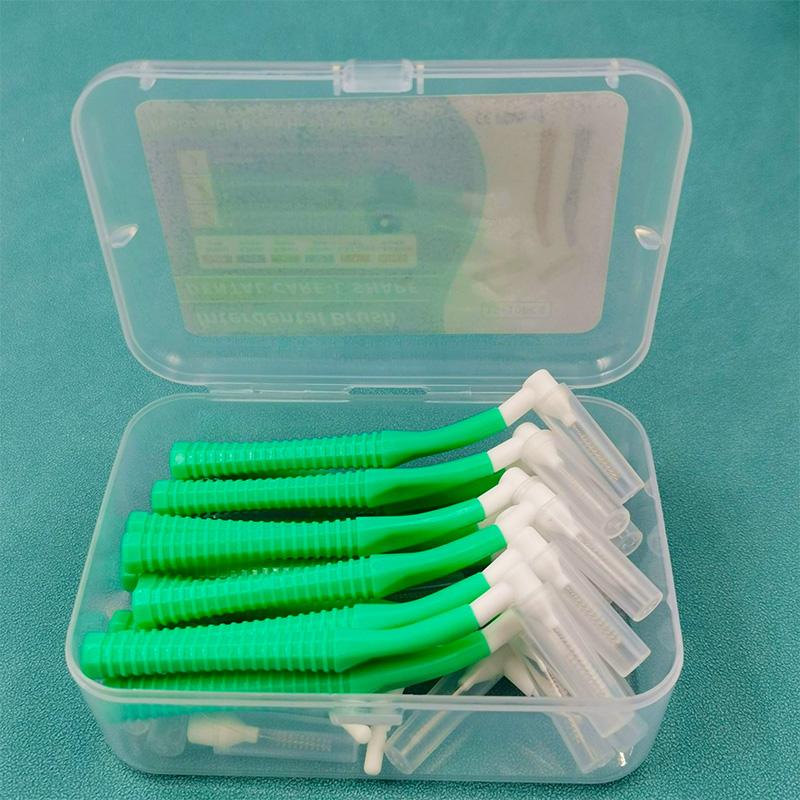 20 Stück/Box L-Form Push-Pull Interdentalbürste Kieferorthopädischer Zahnstocher Zahnaufhellung Zahnstocher Zahnbürste Mundhygiene-Pflege