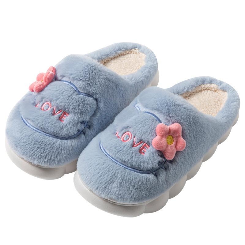 Autumn and Winter New Home Cotton Slippers Women's Bedroom Home Soft Plush Comfortable Warm Silent Non-slip Cotton Shoes
