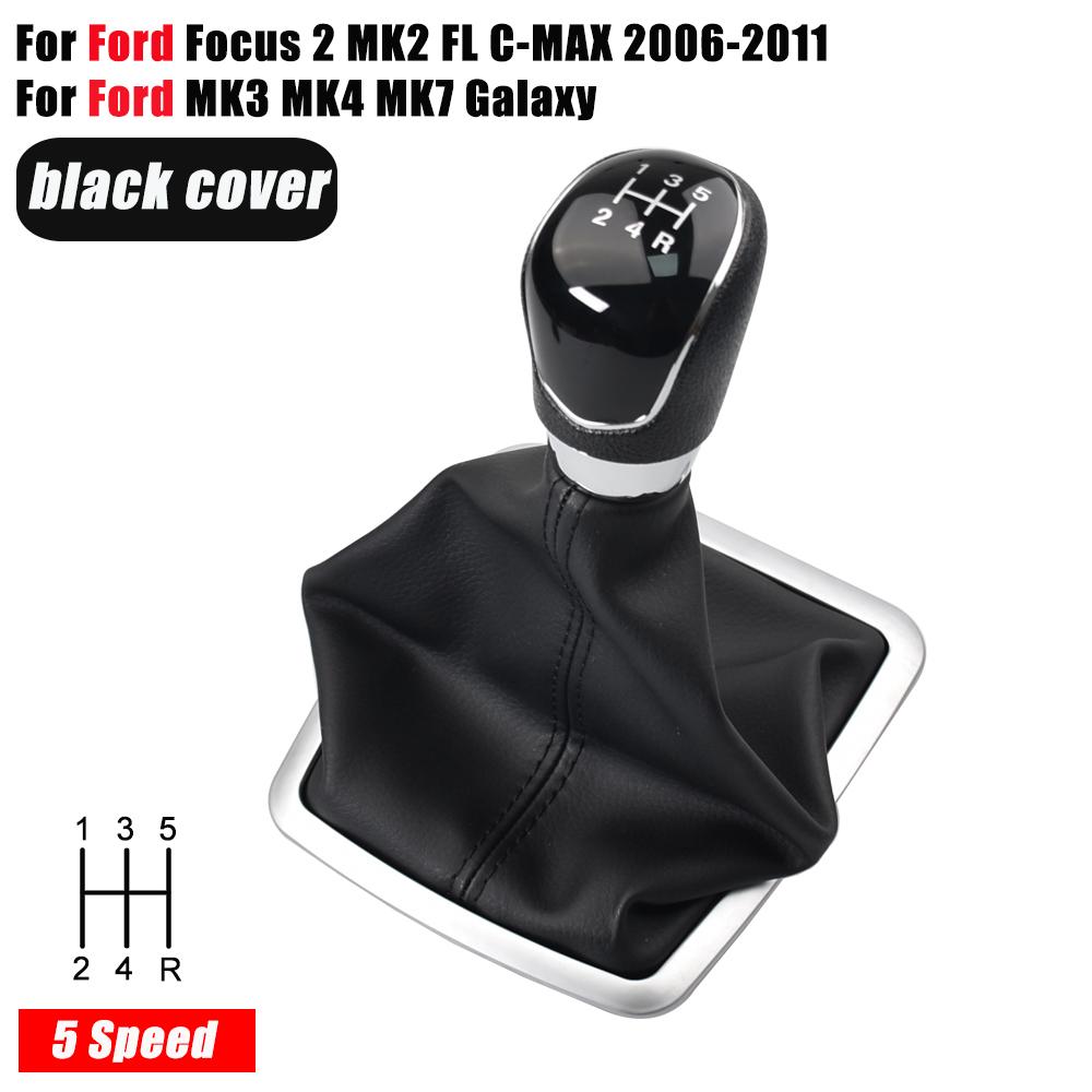 Gear Shifter Knob Lever Manual 5 6 Speed Galaxy PU Leather Dustproof Cover For Ford Focus 2 Mondeo MK2 FL C-MAX MK3 MK4 MK7