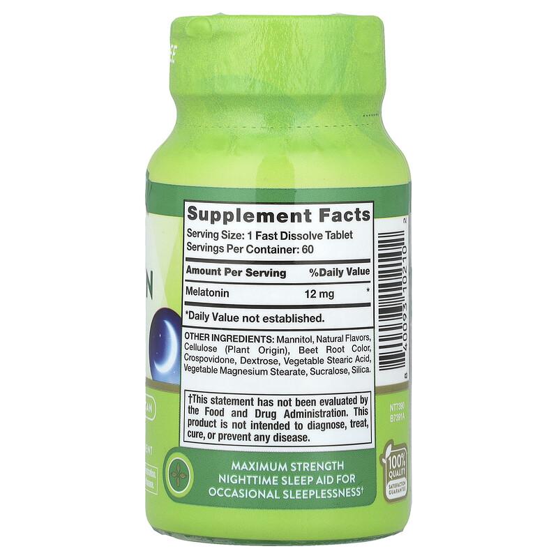 Sleep Melatonin, Natural Berry , 12 mg, 60 Fast Dissolve Tablets
