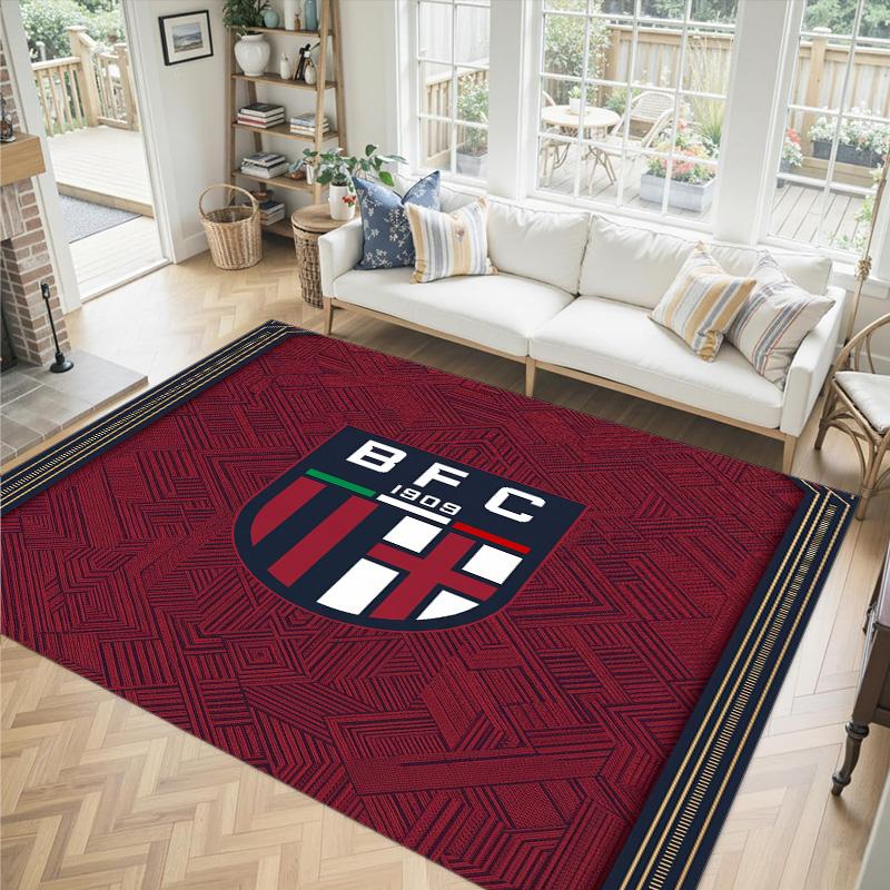Bologna FC Design Crystal Velvet Carpet Cozy Non?Slip Printed Rug For Bedroom Living Room Entrance