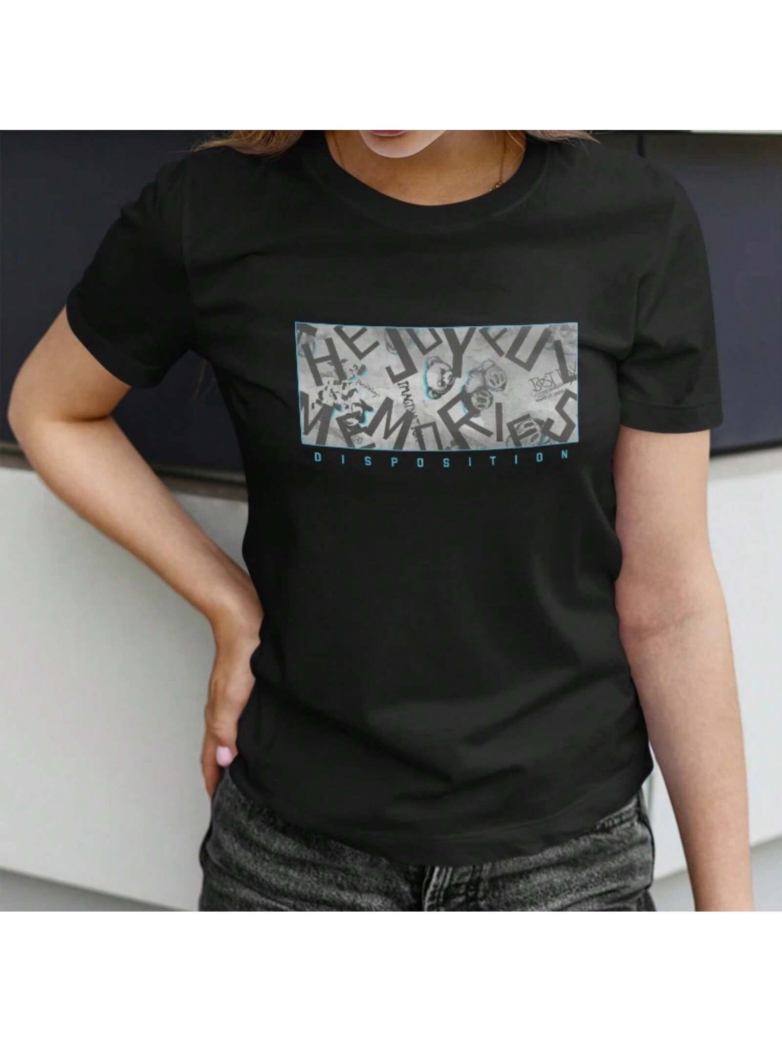 s Short Sleeve T-Shirt With Retro And Artistic Typography Print For Spring And Summer S разноцветный