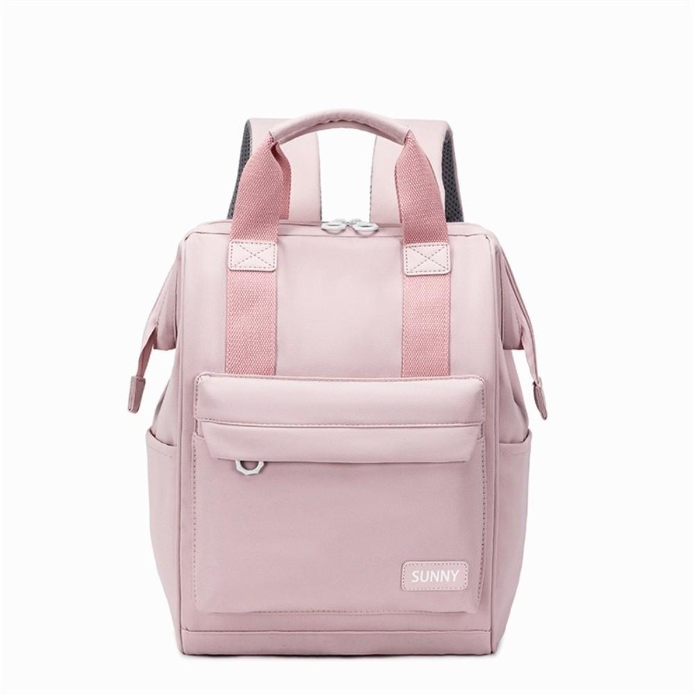 

Solid Color Shoulder Backpack Oxford Cloth Large Capacity Travel Laptop Rucksack Multi-pockets Wear-resistant Student School Bag рожевий