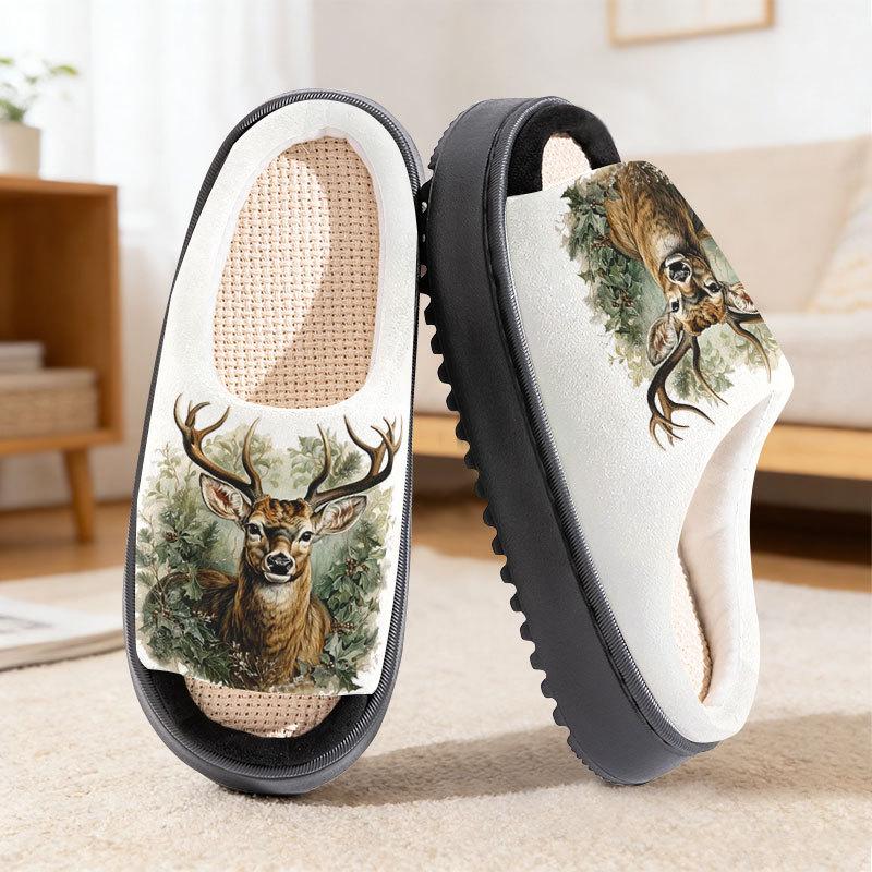 Unisex Animal Print Linen-Cotton Slippers for Spring, Summer, and Autumn