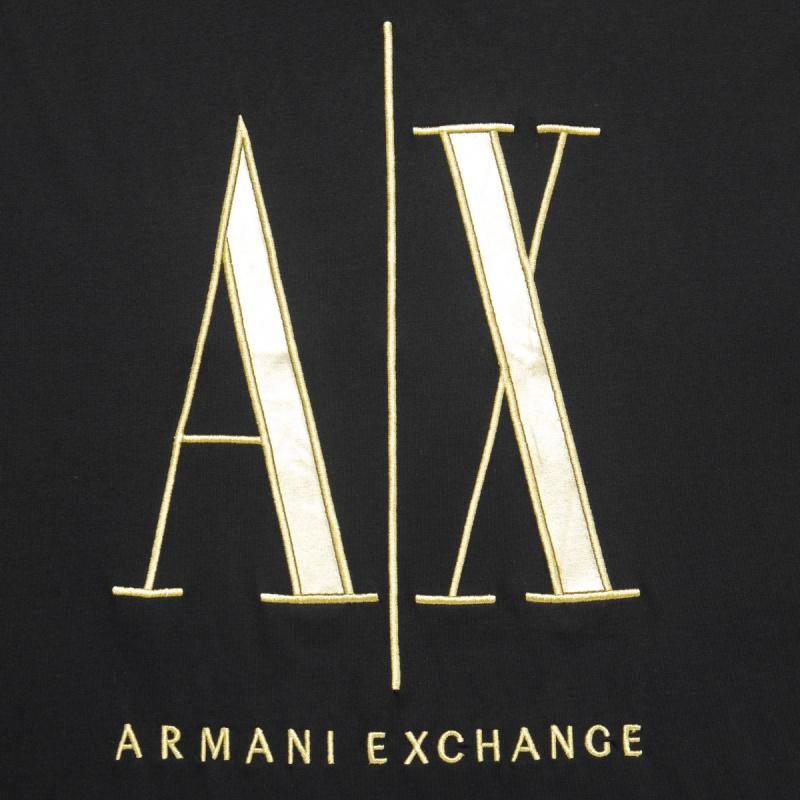Armani Exchange SS23 Letter Logo Printed Crew Neck Short Sleeve T-Shirt Men Tops Black Gold 8NZTPQ-ZJH4Z-1200