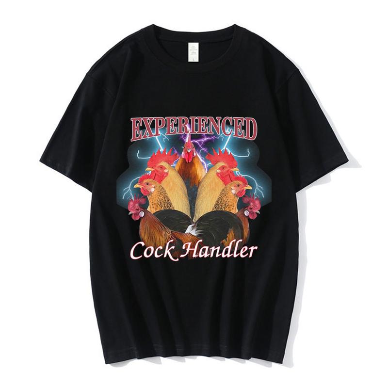 Lustiges Professionelles Hühner- und Hahnen-Grafik-T-Shirt für Hühnerhalter, Unisex, Lässiges Baumwoll-Oversize-T-Shirt, Haruku Streetwear