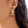 Christmas Personality Soldier Cartoon Character Crystal Enamel Earrings Stud for Woman New Year Party Earrings Jewelry Gift