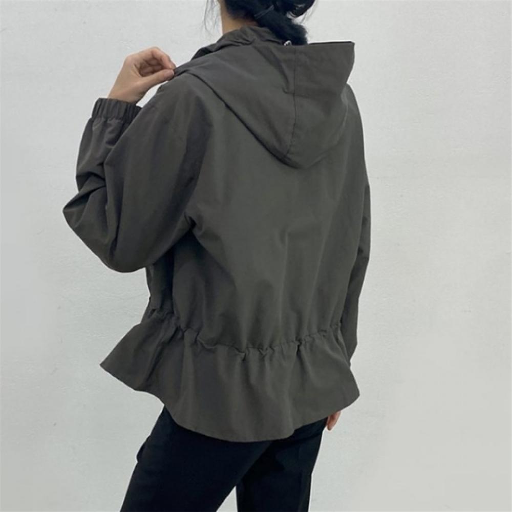 New Arrivals Open Run Women Safari Jacket Solid Color Adjustable Waist Hooded