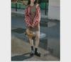 2024 Spring/Summer Red Plaid Women's Slim-Fit Loose Long Shirt