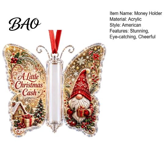 Festliche Partydekoration Weihnachten Bargeldgeschenk-Schmuckstück, Acryl-Schmetterling Geldhalter mit eingebautem?in Innen-Außen-Dekoration Klares Fach, Feiertag