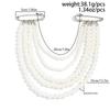 Retro Multi Layer Imitation Pearl Bead Brooches for Women Men Creative Handmade Design Long Chain Brooches Dual-Purpose Jewelry