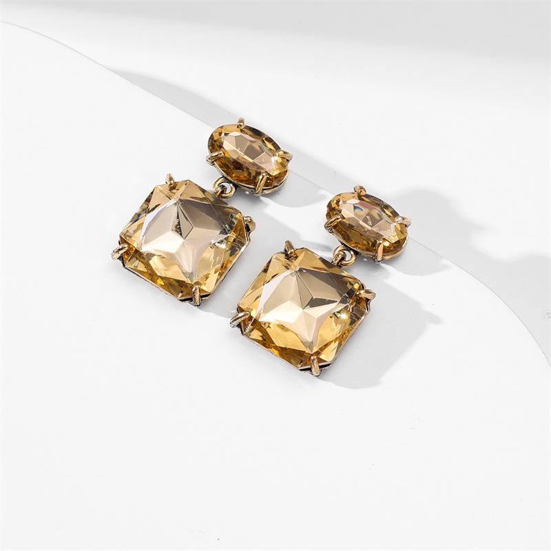 Colorful Rhinestone Geometric Alloy Earrings - Women’s Trendy Party Jewelry