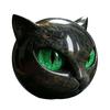 Mysterious Obsidian Style Ornament Spherical Black Cat Head Ornament, Resin Gothic Sculpture with Colorful Lover Gift Eyes for Halloween