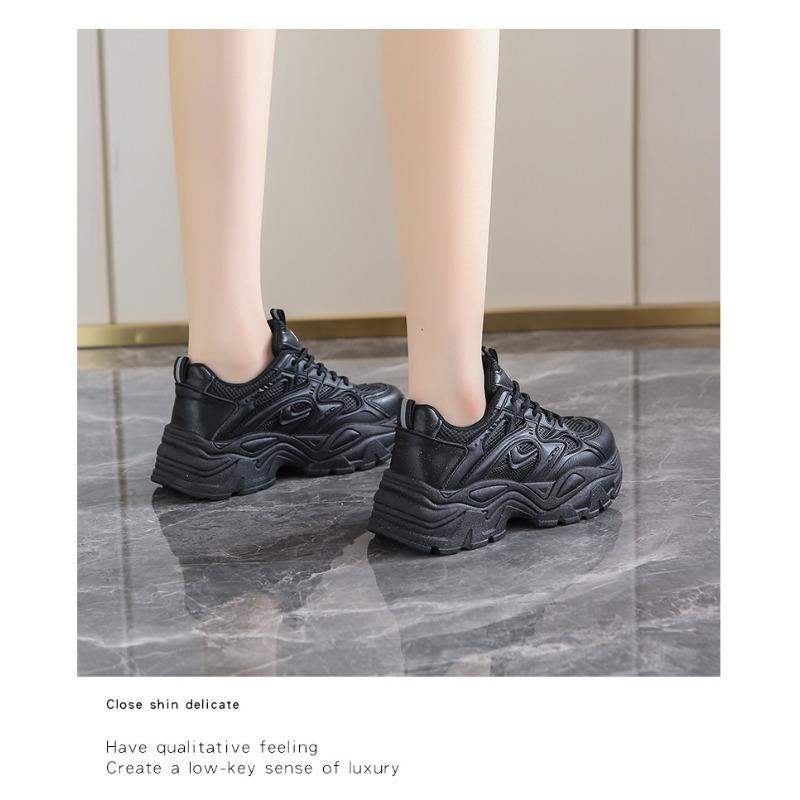 Black Internet Celebrity Thick Soled Fashionable Student Sports Shoes Casual Women's Shoes Spring
