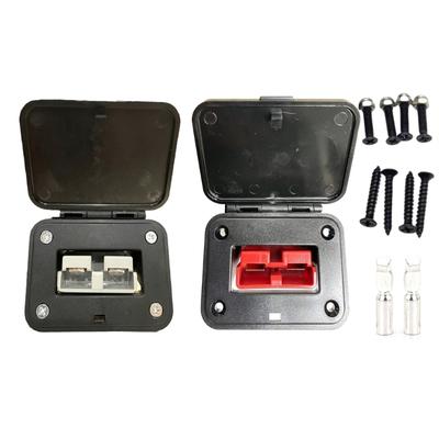 2x Charging Battery Connector Flush Mount Plug Kit Mounting Bracket Panel Cover Accessories for Caravan Camper Boat 120A