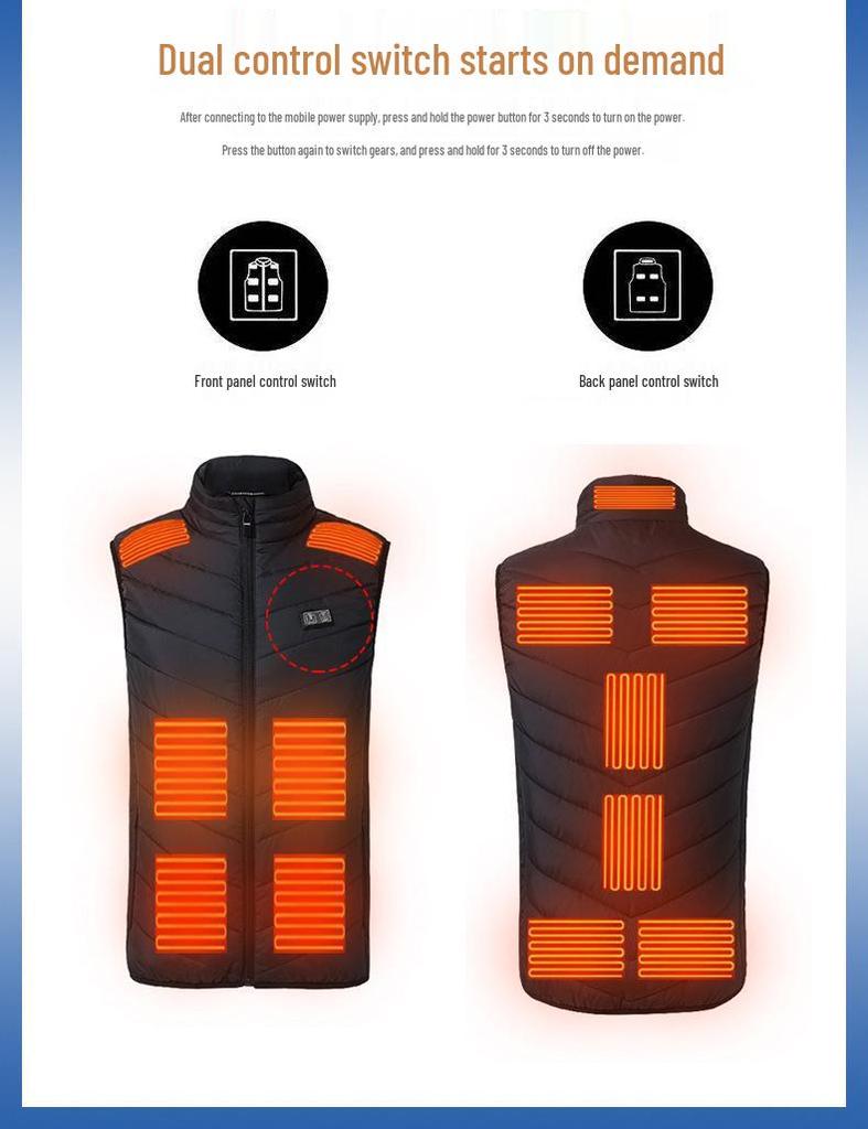 Herren Beheizbare Stehkragenweste mit USB-betriebenem Kohlefaser-Heizsystem
