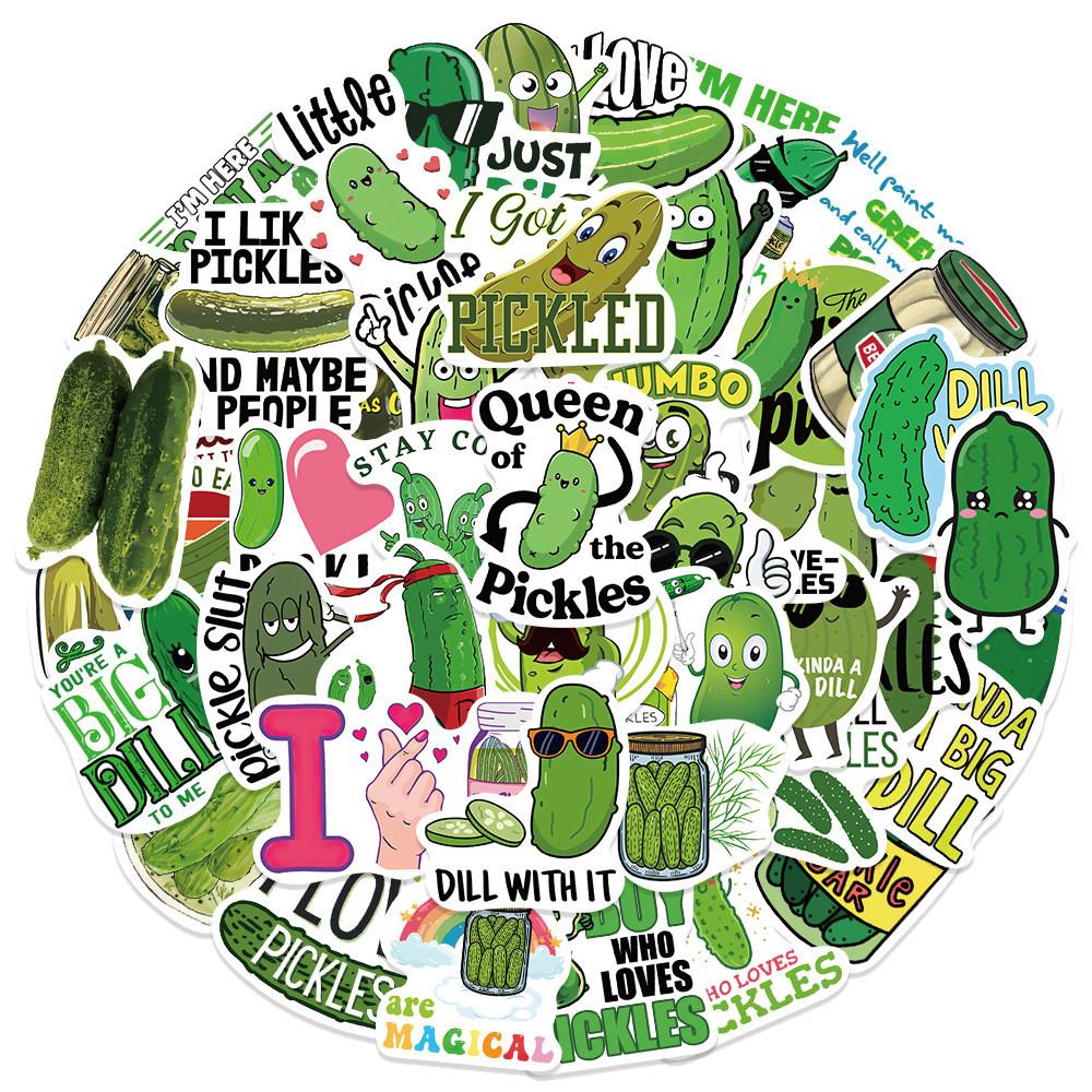 50PCS Cartoon Pickle Stickers - Waterproof Decor for Luggage, Notebook & Guitar RecordingYourLife Store