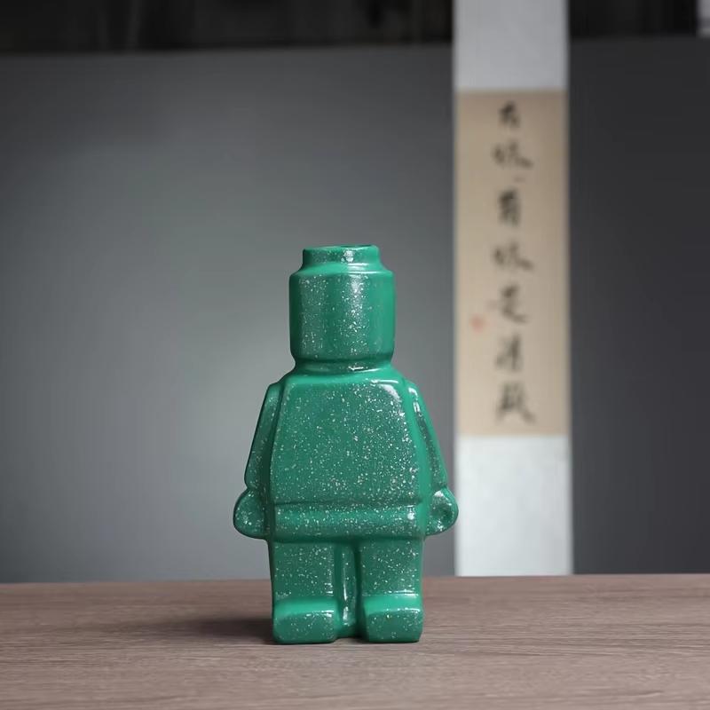 1pcs Nordic Style Resin Robot Vase Creativity Home Interior Office Desk Cupboard Living Room Tv Cabinet Insert A Vase Decoration