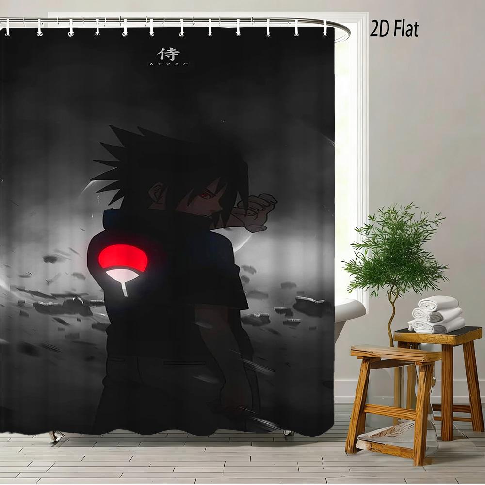 2D Flat Naruto Anime Naruto Uzumaki With Nine-Tails Kurama Print Waterproof Shower Curtain For Bathroom Decor
