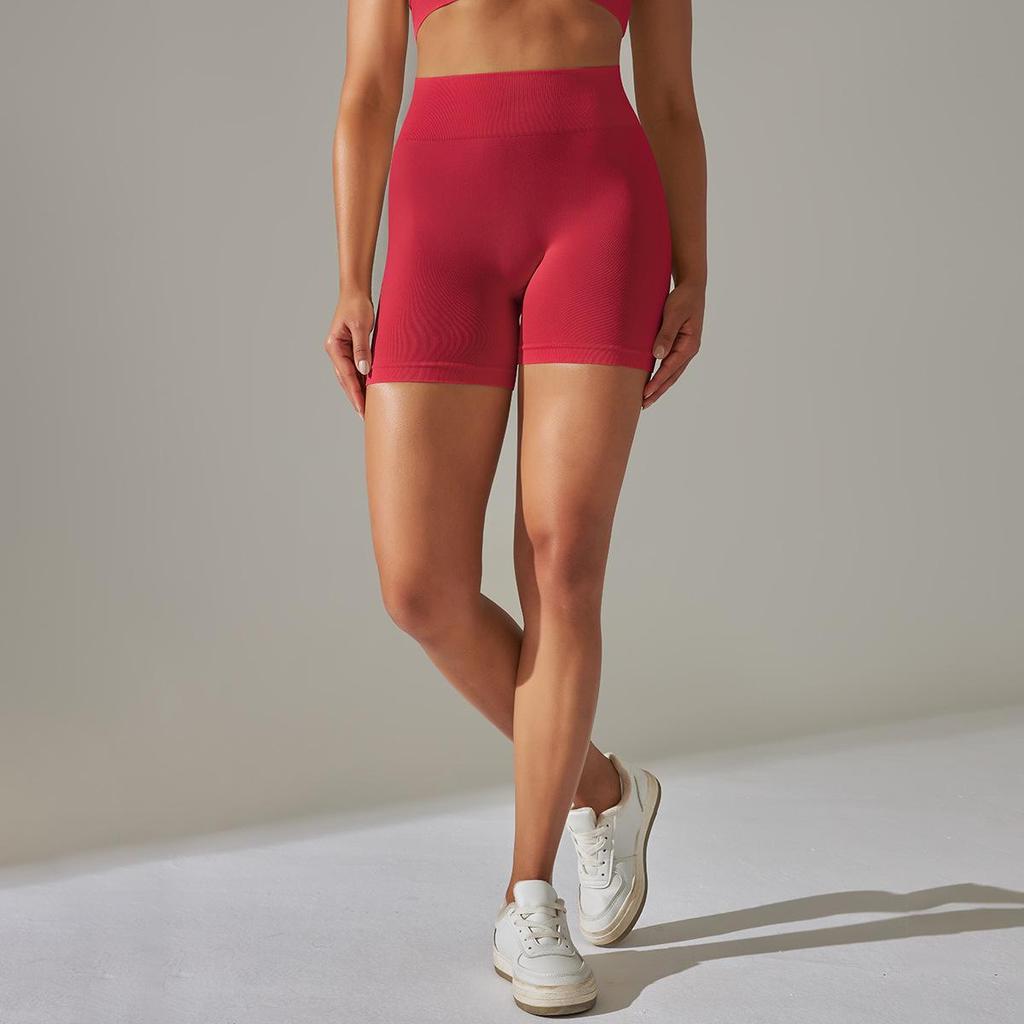 High-Waist Peach Lift Yoga Shorts - Women's Fitness & Running Apparel