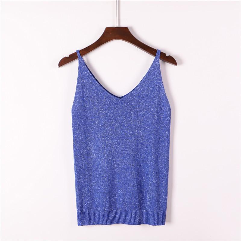 Glänzendes Pailletten-Strick-Camisole-Westen-Top für Damen