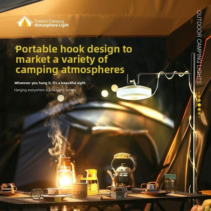 Lámpara LED portátil para camping, luz de ambiente recargable para exteriores e iluminación de tienda
