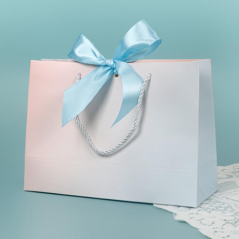 1PC Saco de Presente Multicolorido Saco de Papel para Presente Para Pijama Roupas Papel Kraft Livros Laço Fita Portátil com Alça