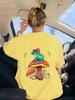 Goblincore Froschmagier auf Pilz Drucke T-Shirts Damen Sommer Kurzarm Tops Weiche T-Shirts Basics Locker Damen Streetwear