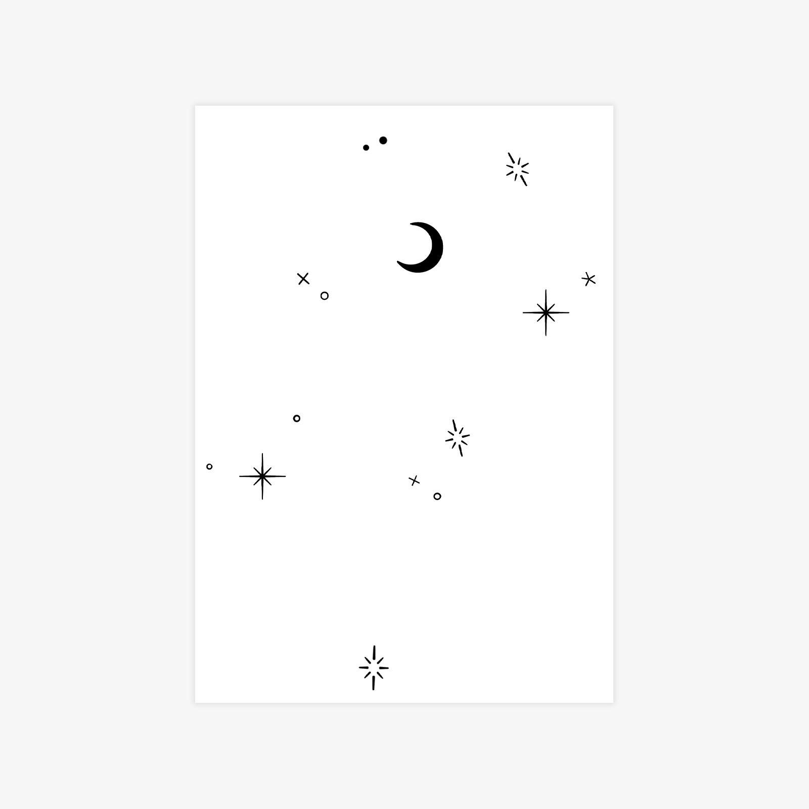 High-End Small, Fresh, Simple And Beautiful Star Moon Finger Tattoo Sticker 7*10CM