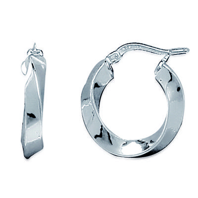 [J9591] - Silver Hoop Earrings 'Choréographie' (rhodium-plated) - 19 Mm 3 Mm