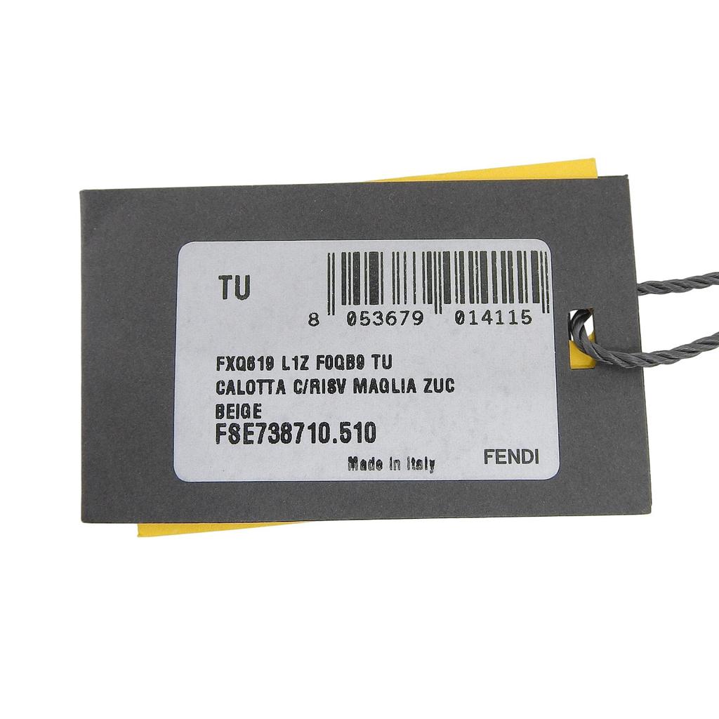 Pristine FENDI Knit cap Cashmere Blend Zucca Pattern Beanie Brown beige wool Used