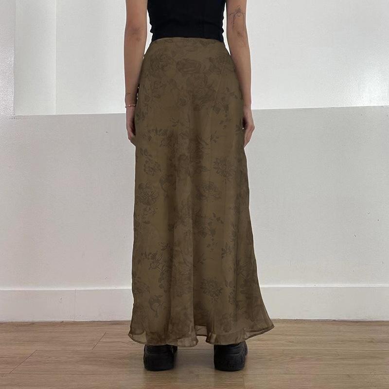 Women's Vintage Print High Waist Street Style Maxi Skirt
